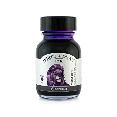 Bild av Octopus Write and Draw Ink 403 lila lejon, vattentätt bläck för att skriva och rita, kalligrafibläck, ljusäkta ritbläck reservoarpennor, lila, 50 ml
