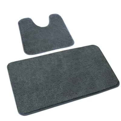 Bild av Rururug Halkfri Badmatta Microfiber Duschmatta, Tvättbar i Maskin, Extra Mjuk Absorberande Matta Badrumsmattor Maskintvättbara 2 delar (50x80+50x40cm, Grå)