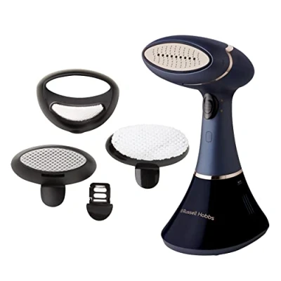 Bild av Russell Hobbs handhållen steamer på 1800W, 3 munstycken för olika fabrikat, meter lång sladd, 200ml vattentank, 6 minuter ångtid, Steam Genie Aroma Blue, 28041 56, Exklusiv Amazon