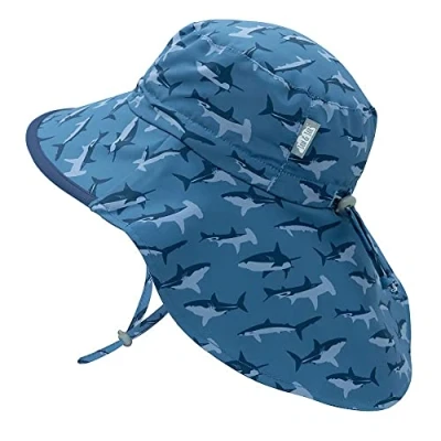 Bild av JAN &amp; JUL Summer Hats for Toddler Boys, UV Sun Protection (L: 2 5 Years, Shark: Navy Trim)