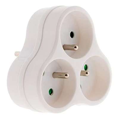 Bild av Zenitech Triplite 3x 16A 2P+T Triangulär Förgreningsdosa Med Barnsäkerhet Vit Polypropylen Idealisk För Hemmet NF Certifierad