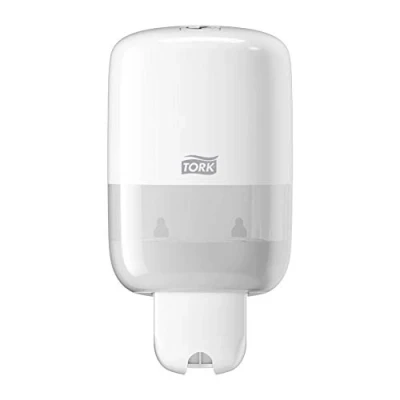 Bild av Tork mini tvåldispenser för flytande tvål, schampo, lotion och toalettsitsrengörare, Elevation 561000 Kompakt, ekonomiskt S2 dispensersystem, vit