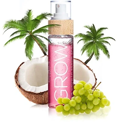 Bild av COCOSOLIS GROW Serumsprej för hårväxt hårolja tjockt, starkt och glansigt hår hårbehandling hårserum alla hårtyper hårtillväxt serum med lätt fruktig arom (110 ml)