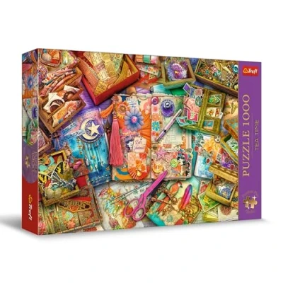 Bild av Trefl Premium Plus Quality Puzzle Tea Time: Journalistens skrivbord 1000 bitar, Serie med nostalgiska målade bilder, Perfekt passande för vuxna och barn från 12 år