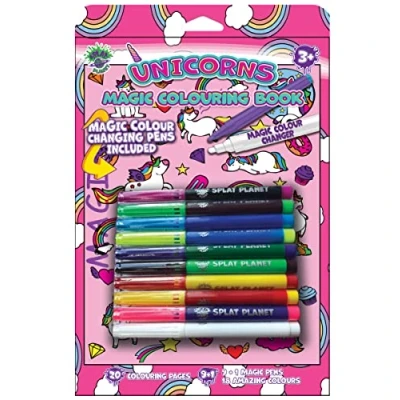 Bild av Splat Planet Unicorn Magic målarbok med magisk färgskiftande pennor set konst A4 storlek färgpennor