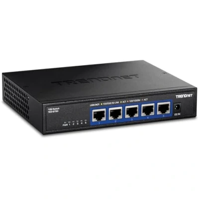 Bild av TRENDnet 5 portars 10G omkopplare, x RJ 45 portar, 100 Gbps växelkapacitet, stöder 2,5 G och 5G BASE T anslutningar, livstidsskydd, svart, TEG S750