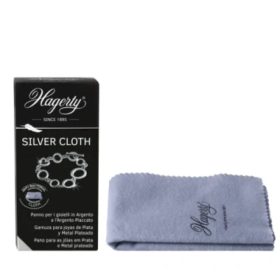 Bild av Hagerty Silver Cloth silverputsduk 36x30cm I impregnerad bomullsduk effektiv silverrengöringsduk med oxideringsskydd för rengöring av silversmycken och silverpläterade föremål.