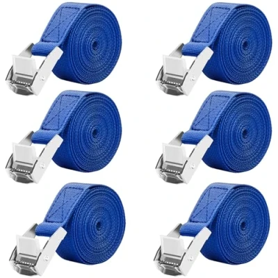 Bild av LUZOON spännremmar 6 stycken 2,5 m spännrem med spärrhake kan belastas upp till 250 kg (6 blå x 25 mm)
