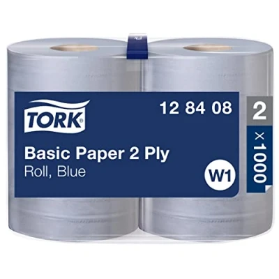Bild av Aftørringspapir Tork W1 Basic blå 2 lags 340m (2 ruller pr. karton)