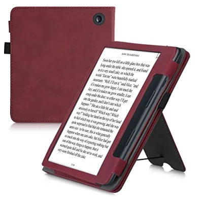 Bild av kwmobile fodral kompatibelt med Kobo Sage falskt Nubuck läder e läsare flip mörkröd