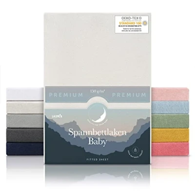 Bild av Laleni Premium Drap Housse 38x77 Bebe Lot de 2 Respirant, Doux Et Tient Chaud 100% Coton (150 g/m²) Certifierad Oeko TEX 100 Ivoire
