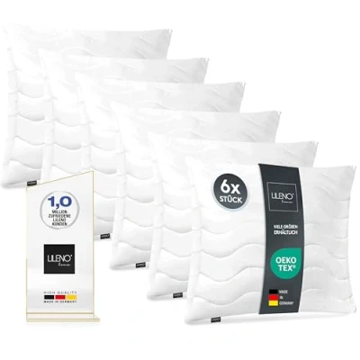 Bild av LILENO HOME Kudde 50 x cm, uppsättning om 6 quiltad innerkudde för allergiker mikrofiberkudde som dekorations och Soffkudde, tvättbar i 40 C