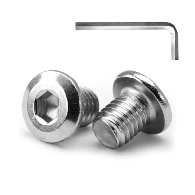 Bild av MINHER M4 x 10 mm 20 st platt huvud sexkant infällda skruvar bultar, möbelbultar, rostfritt stål A2 V2A, full gänga (med insexnyckel)