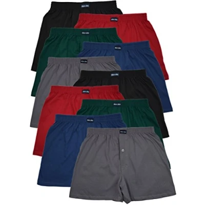 Bild av MioRalini Lösa mjuka boxershorts för män, klassiskt set om 10, 5 färger med gylf, S