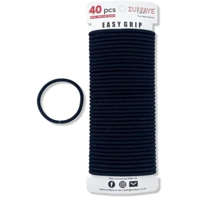 Bild av Zulfaye 40 st hårsnoddar för tjockt hår, elastiska hårband, 4 mm hakfria, starka hårband kvinnor, flickor, hästsvanshållare