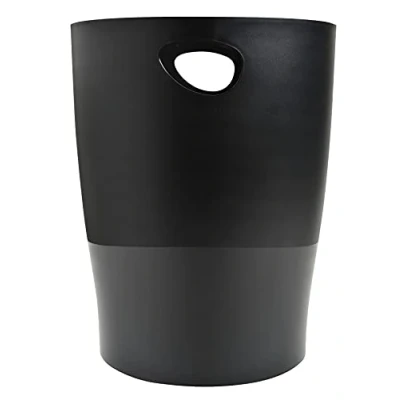 Bild av Exacompta Ref 453014D Papperskorg med ECOBIN handtag stor kapacitet 15 liter Blue Angel certifierad mått 26,3 x 33,5 cm 1 års garanti Opaque Black