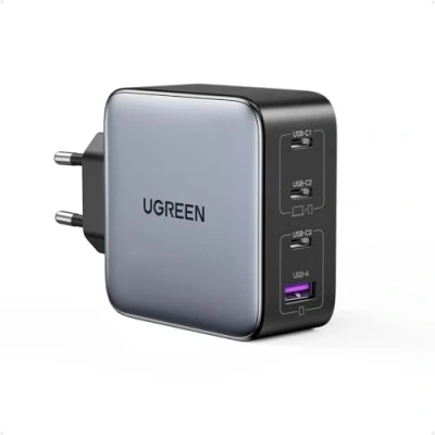 Bild av Ugreen GaN X 4 portars PD3.0 QC4+ 100W 3xUSB C och 1xUSB A Mac laddare