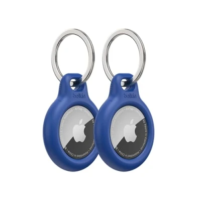 Bild av Belkin AirTag fodral med nyckelring (Secure Holder skyddsfodral för Air Tag reptåligt tillbehör) 2 pack, Blå