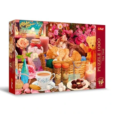 Bild av Trefl Premium Plus Quality Puzzle Tea Time: Allt trevligt 1000 bitar, Serie med nostalgiska målade bilder, Perfekt passande för vuxna och barn från 12 år