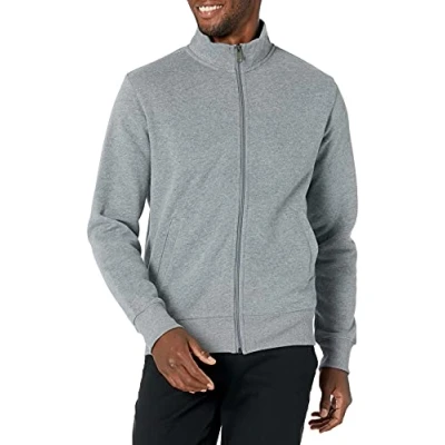 Bild av Amazon Essentials mäns full zip fleece mock neck tröja, ljusgrå ljung, X Small