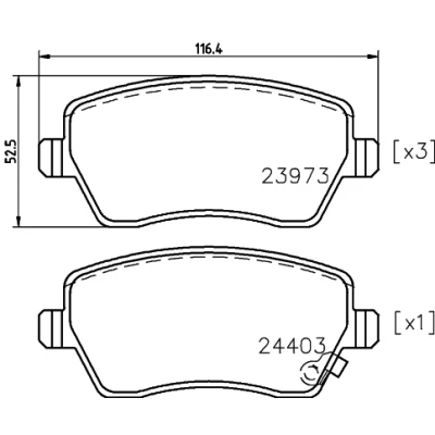 Bild av HELLA 8DB 355 012 301 Jeu de plaquettes frein avec indicateur d&#039;usure vis d&#039;étrier accessoires SUZUKI: SWIFT 3, Splash