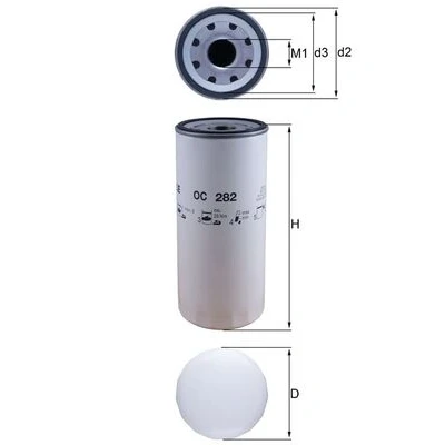 Bild av MAHLE ORIGINAL OC 282 Filtre à huile vissé VOLVO: FL 6, FM 12, FL, SCANIA: L,P,G,R,S series, P,G,R,T 4 series