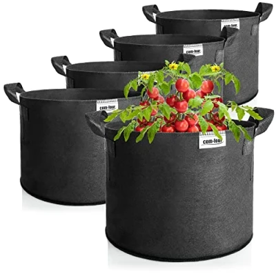 Bild av COM FOUR® 5x växtsäck 95 L för potatis Tomatkar med handtag Växtpåse Tomatväxtkruka Växtskyddssäck (95 5 st)