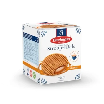 Bild av Daelmans Stroopwafels Value Pack: Paket med 8 kubboxar (230 gram per Cube Box) Äkta holländsk original Stroopwafel