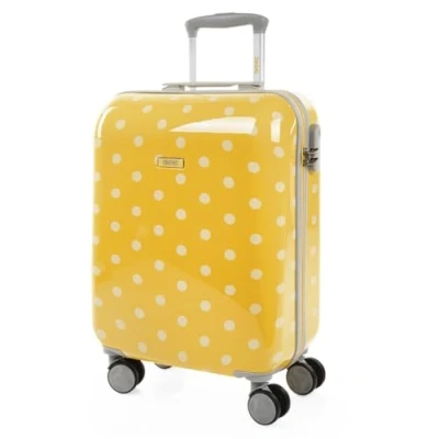 Bild av SKPAT Vagn resväska, 50 cm, cabine, PC polykarbonat. Handbagage. Styvt och lätt Teleskophandtag, infällbart handtag 4 hjul Lågprisflyg Integrerade lås, Gul