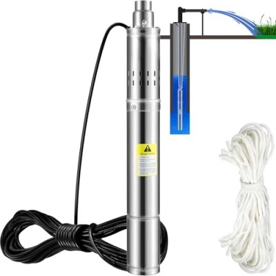 Bild av VEVOR 3 tum djupbrunnspump 550 W brunnspump max. Flöde 35 l/min dränkbar pump Flödeshöjd 108 m vattenpump sandbeständig