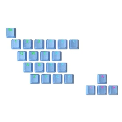 Bild av Ranked Gummi Keycap Set Dubbel Skott Translucent OEM profil för Mekaniskt Speltangentbord (Blå Malibu, 23 Knappar)