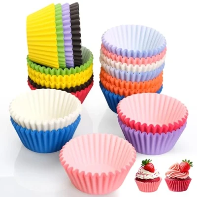 Bild av Muffinsformar papper, 500 stycken minimuffinsformar, muffinsformspapper med 10 färger, cupcake formar, minimuffinsdekorationsformar för fest, födelsedag, bröllop, bakning, dessert