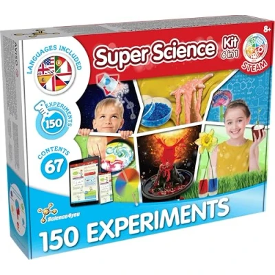 Bild av Science4you Super Science Kit 6 i 1 för barn +8 år vetenskapslabb med 150 vetenskapliga experiment barn: Slime Factory, vulkankit pedagogiska vetenskapskit, STEM leksak 8 12