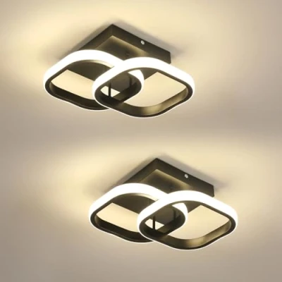 Bild av Comely Set med 2 moderna LED taklampor, 24 W, 700 LM, liten svart, fyrkantig, inomhusbelysning, för sovrum, vardagsrum, gång hall, balkong, naturligt ljus, 4 500 K, cm