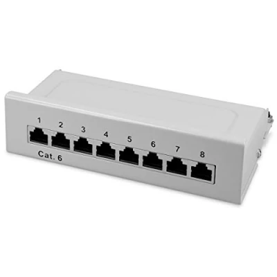 Bild av kwmobile 8 portars patchpanel RJ45 Cat 6 patchfack för nätverkskabel väggmonteringsfodral skyddad anslutning