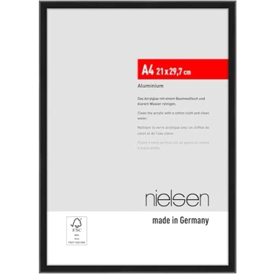 Bild av Nielsen aluminium bildram Atlanta, 21x29,7 cm (A4), Frostat svart