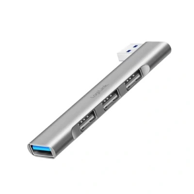Bild av LogiLink UA0436 Ultraslim USB hubb med 4 portar (anslutning A) av aluminium upp till 18 W, portar: 1 x 3.0 typ A, 3 2.0 A