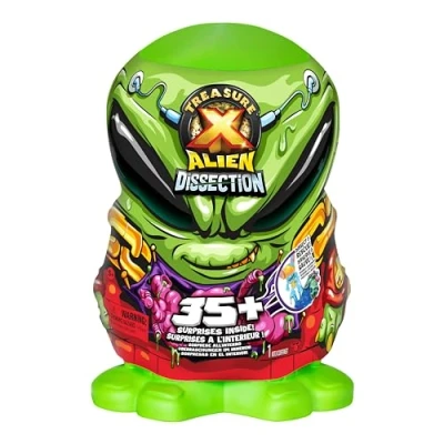 Bild av TREASURE X Mega Alien Dissektion med 35 plus överraskningar inuti, dissektera 30 cm hög utomjording räddning de 4 skattjägare, upptäcka vapen, klistermärken,