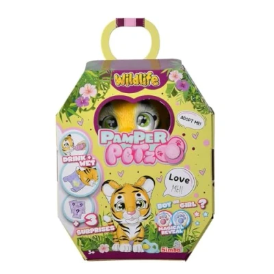 Bild av Simba 105953575 Pamper Petz Tiger Söt Djurbebis med Äta och Väta Funktion, Blöja Färgförändringsfunktion, Magisk Tass samt Tre Överraskningar, 15 cm, Från 3 år