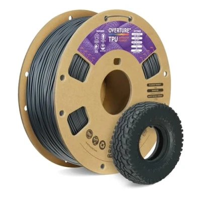 Bild av OVERTURE TPU Filament 1.75mm Flexible Roll, 95A Soft 3D Printer Filament, 1kg Spool (2.2 lbs), Dimensional Accuracy +/ 0.02 mm(Space Gray)