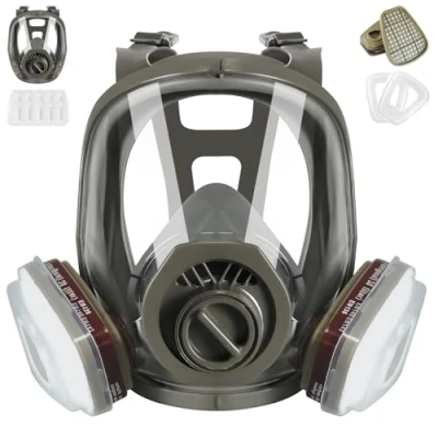 Bild av Återanvändbar helansiktsmask andningsmask, dammmask med filter, anti dimma mask gasmask militär för målning, damm, formaldehyd, epoxiharts, slipning, skärning och svetsning
