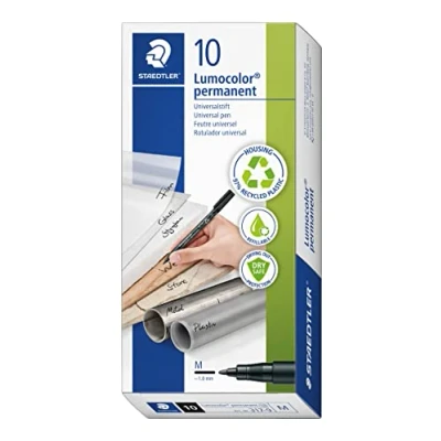 Bild av Staedtler Lumocolor 317 9 Universalstift, permanent, M 1, 0 mm, Strichbreite, 10 Stück, schwarz, Medium (ca. 1,0 mm), VE