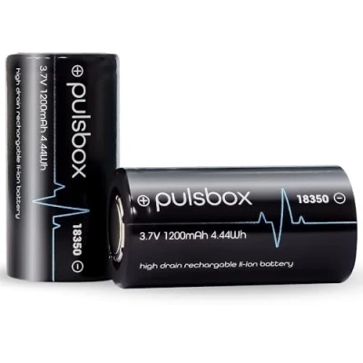 Bild av pulsbox IMR 18350 Li Ion batteri 3,7 V Flat Top 1 200 mAh 10 A High Drain (2 x batteri)