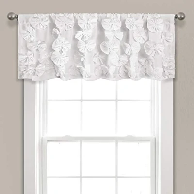 Bild av Lush Decor Window Curtain (Single Panel) Riley fönstergardin, 1 styck, polyester, vit/överdådig trädgård, 14 cm B x 40 L (1 pack)