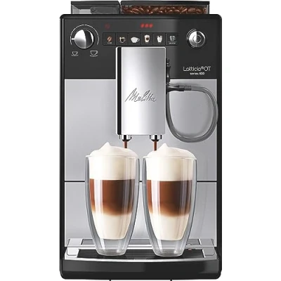 Bild av Melitta Latticia OT Helautomatisk kaffemaskin med mjölksystem tyst kvarn direktvalsknapp justerbar kaffetjocklek silver/svart (F300 101)