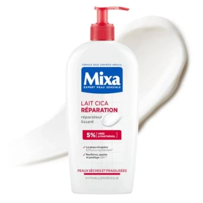 Bild av Mixa Urea Cica Body Lotion XXL, med och regenererande pantenol, lugnande skyddande kroppsmjölk, för torr hud, mycket kompatibel, förhindrar hudirritation från Repair+, 400 ml