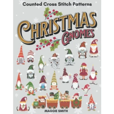 Bild av Christmas Gnomes Counted Cross Stitch Pattern Book: Small and Fast Ornament Sized Holiday Designs Great for Beginners
