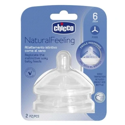 Bild av Chicco Tettarella Naturalfeeling, 6 Månader+, Matflöde, 2 Förpackningar med stycken