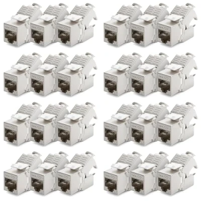 Bild av deleyCON 24x CAT 7 Keystone Jack Modul Idealisk för CAT7 CAT6 CAT6a Installation Kabelkontakt Patch Kabel Nätverkskabel STP Skärmning RJ45 Uttag 1000 MHz 10 Gbit/s Isoleringsklämma (LSA)