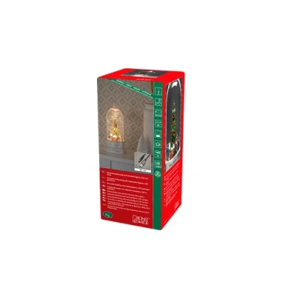 Bild av Konstsmide juldekorationer LED snöglo, träd och roterande funktion marknadsscen, vattenfylld, med 5 timmars timer, batteridriven USB, inomhus, 3 x C 1,5 V (ingår inte)